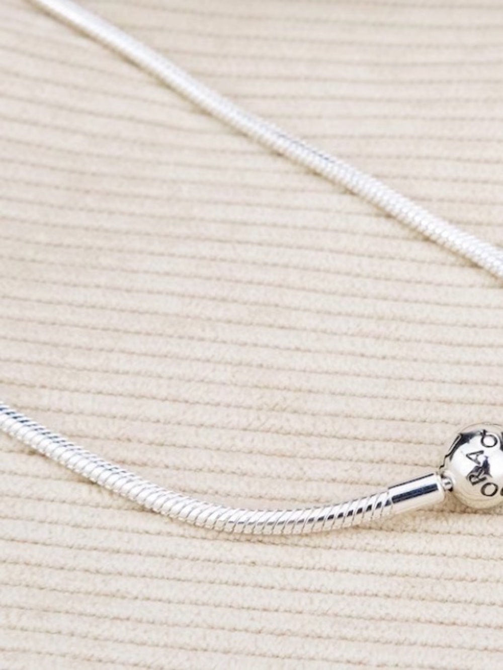 Pandora Silver Snake Chain Necklace with Branded Bead